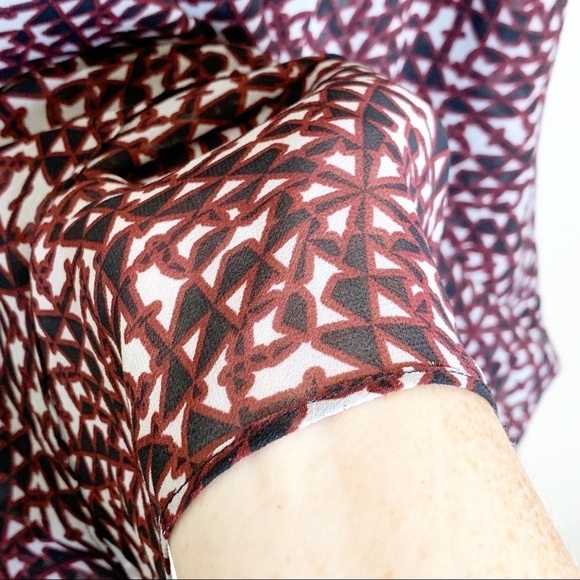 CAbi red,black and white geo print Venus Cowl Neck Blouse Valentine's Day - Picture 7 of 11